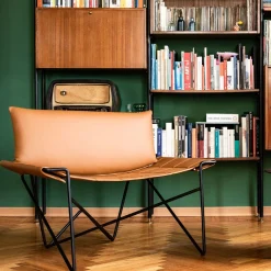 Sedia da salotto Caterina in pelle marrone