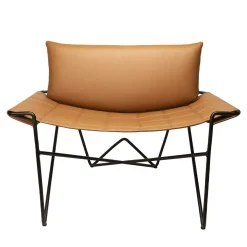 Sedia da salotto Caterina in pelle marrone