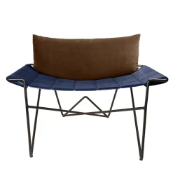 Sedia da salotto Caterina in velluto marrone e blu