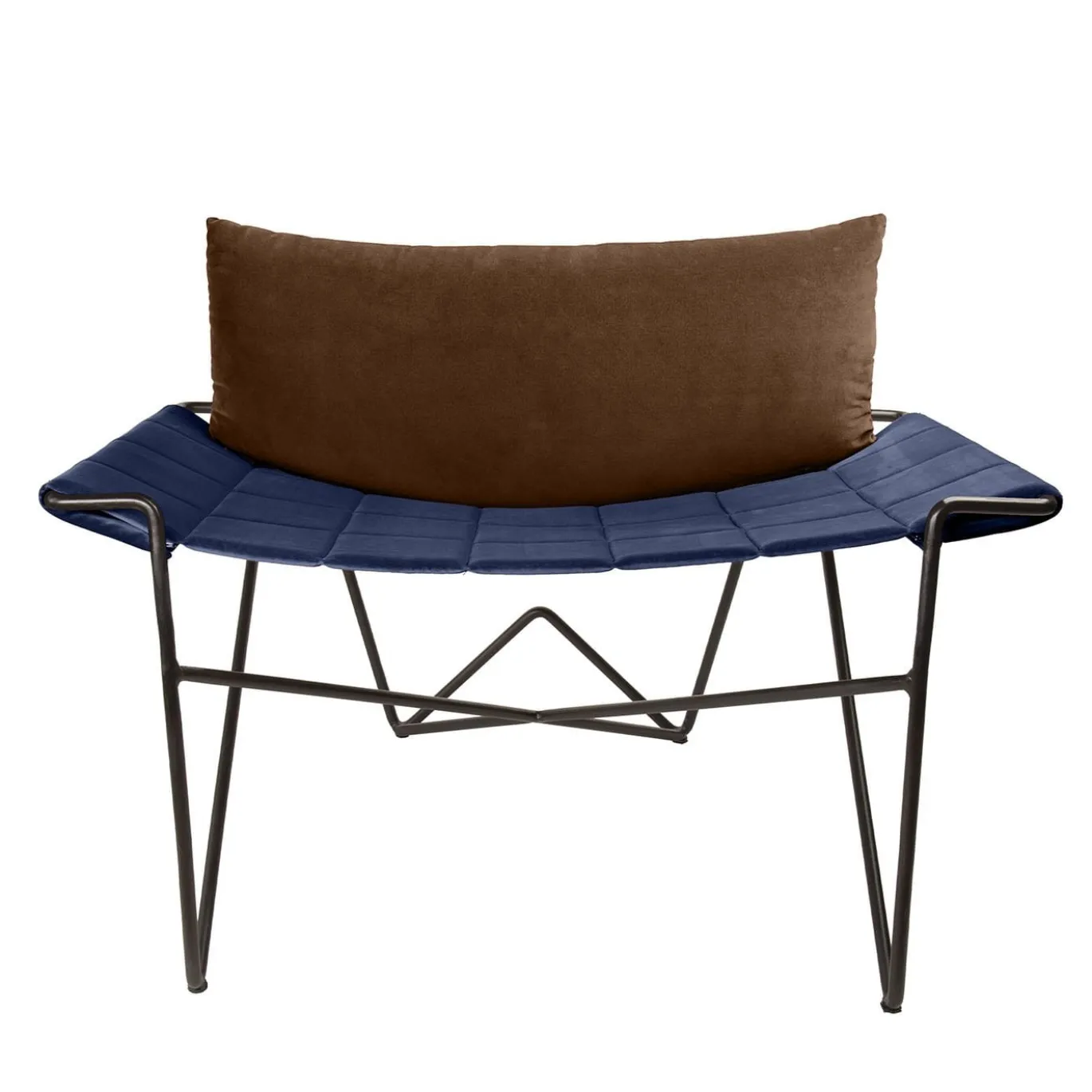 Sedia da salotto Caterina in velluto marrone e blu