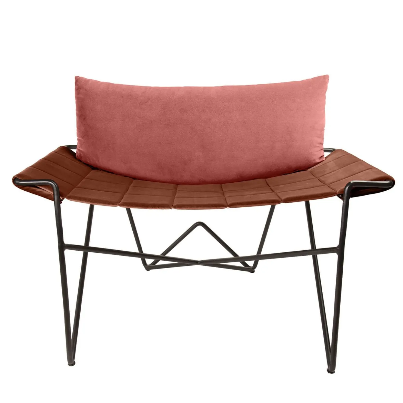 Sedia da salotto Caterina in velluto rosa e marrone
