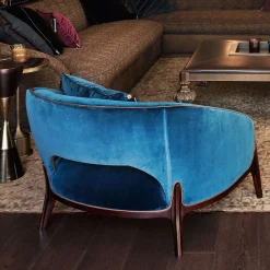 Sedia da salotto in velluto blu