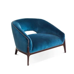 Sedia da salotto in velluto blu
