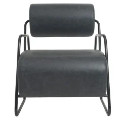 Sedia da salotto Kate con pouf in pelle nera