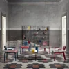 Sedia da salotto Rock Red con seduta in pelle grigia di Marc Sadler