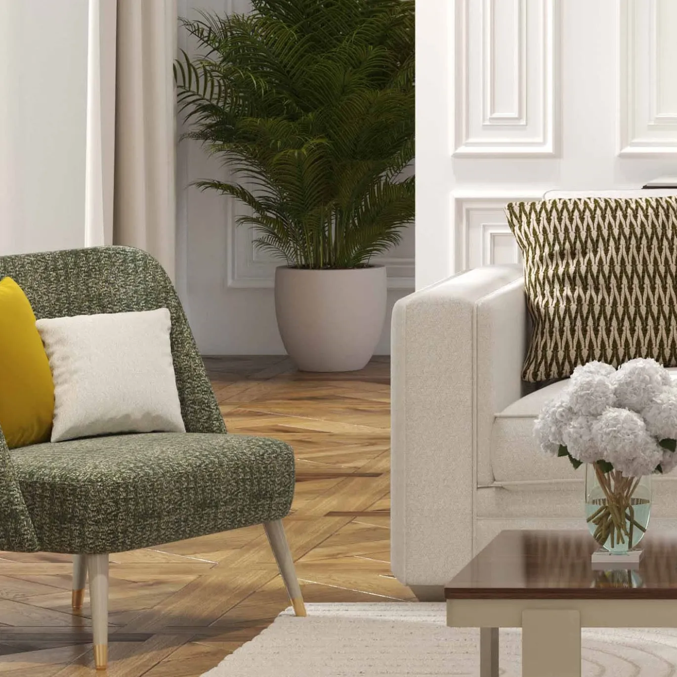 Sedia da salotto verde Amalfi