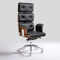 Sedia da Ufficio Girevole Armadillo/1 in Pelle Nera