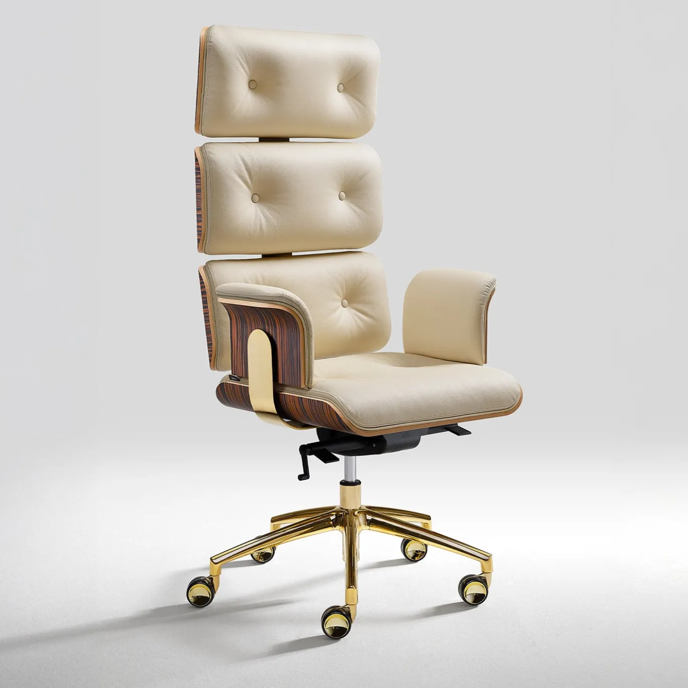 Sedia da ufficio girevole Armadillo/1 oro e beige