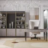 Sedia da ufficio girevole bianca con base in legno della collezione Studio Privè