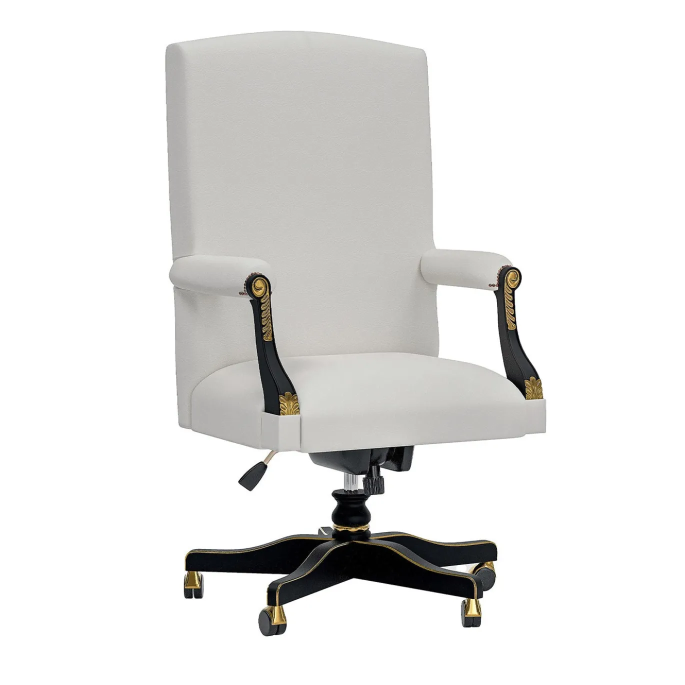 Sedia da ufficio girevole in pelle e legno della Collezione Studio Privè