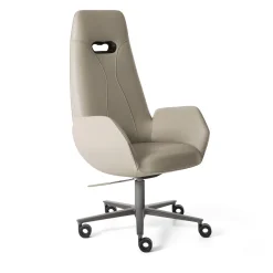 Sedia da ufficio in pelle beige Aphira