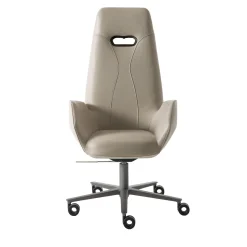 Sedia da ufficio in pelle beige Aphira