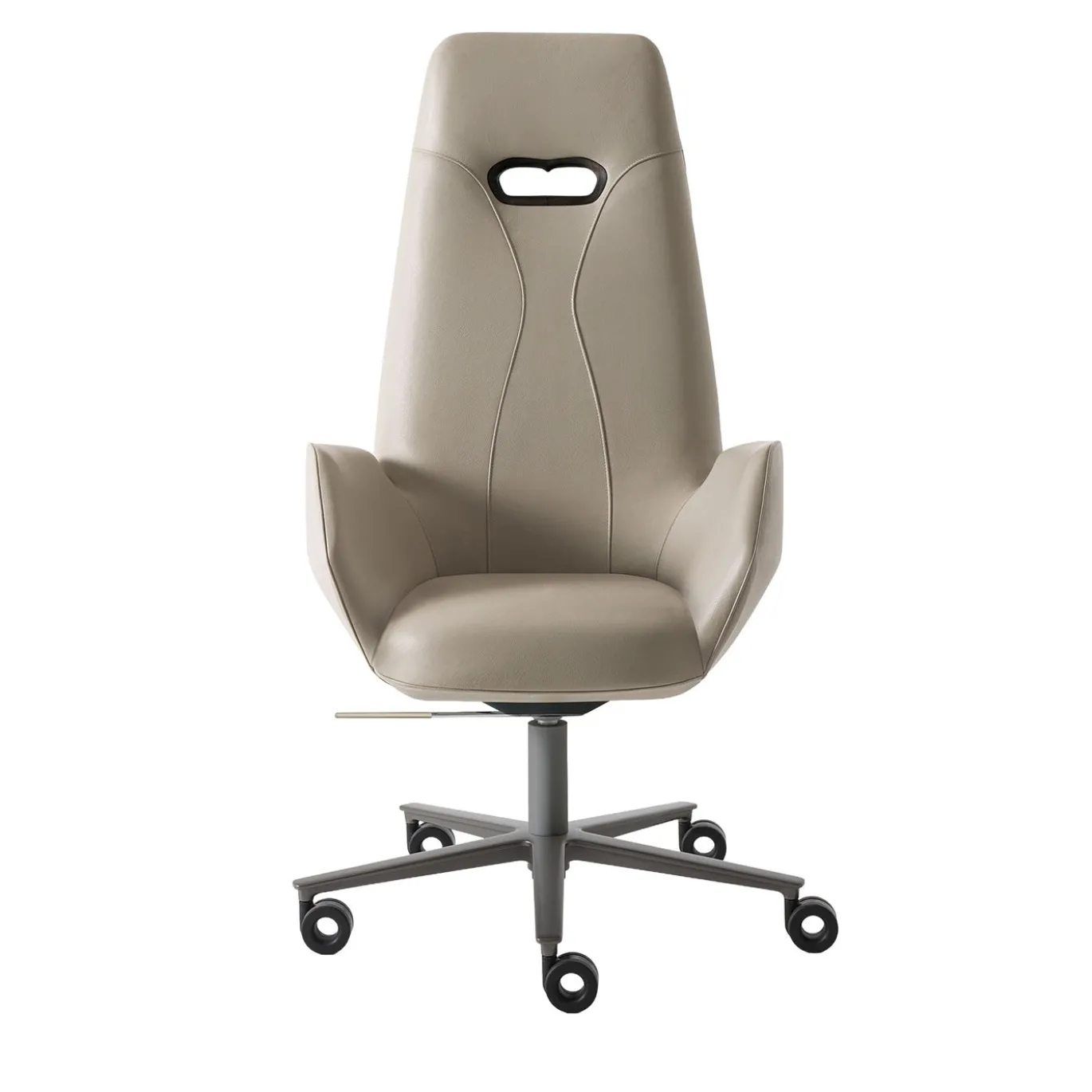 Sedia da ufficio in pelle beige Aphira
