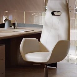 Sedia da ufficio in pelle beige Aphira