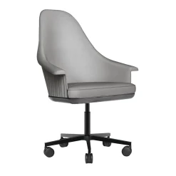 Sedia da ufficio in pelle grigia