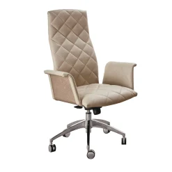 Sedia da ufficio presidenziale in pelle beige