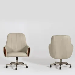 Sedia da Ufficio Presidenziale Luxor in Pelle Beige