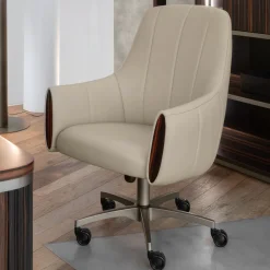 Sedia da Ufficio Presidenziale Luxor in Pelle Beige