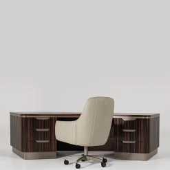 Sedia da Ufficio Presidenziale Luxor in Pelle Beige