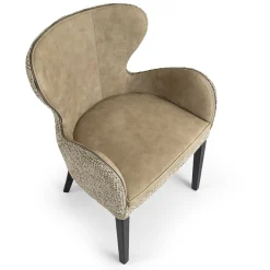 Sedia Elektra in pelle beige