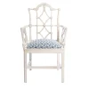 Sedia Faenza con struttura in legno bianco e seduta con motivo blu