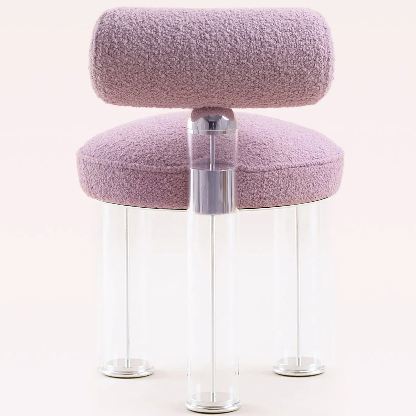 Sedia Flamingo in Bouclé Rosa