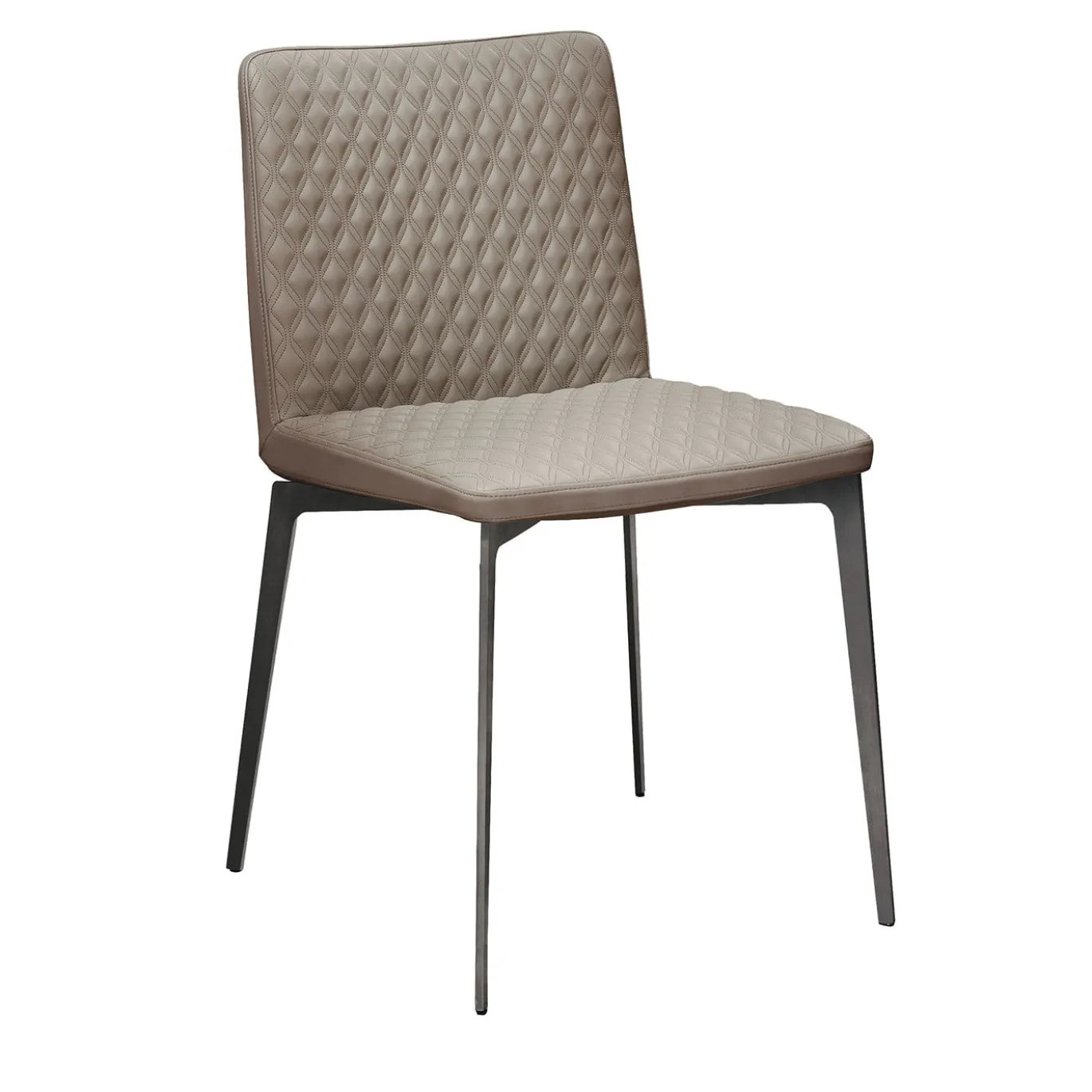 Sedia Flexa in pelle beige trapuntata a diamante di Giuseppe Bavuso