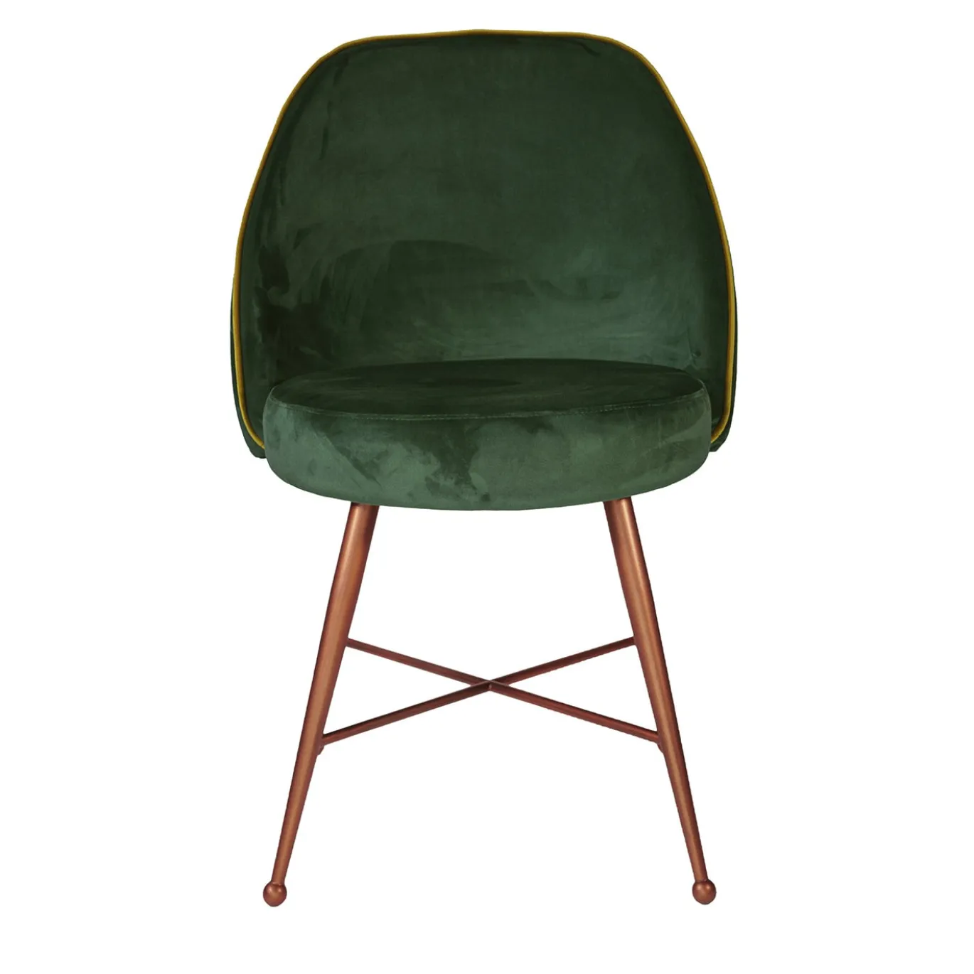 Sedia Frida in velluto verde con gambe in bronzo