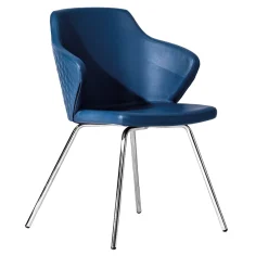 Sedia Giox F50 in pelle blu