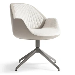 Sedia girevole Calathea con base in metallo bianco