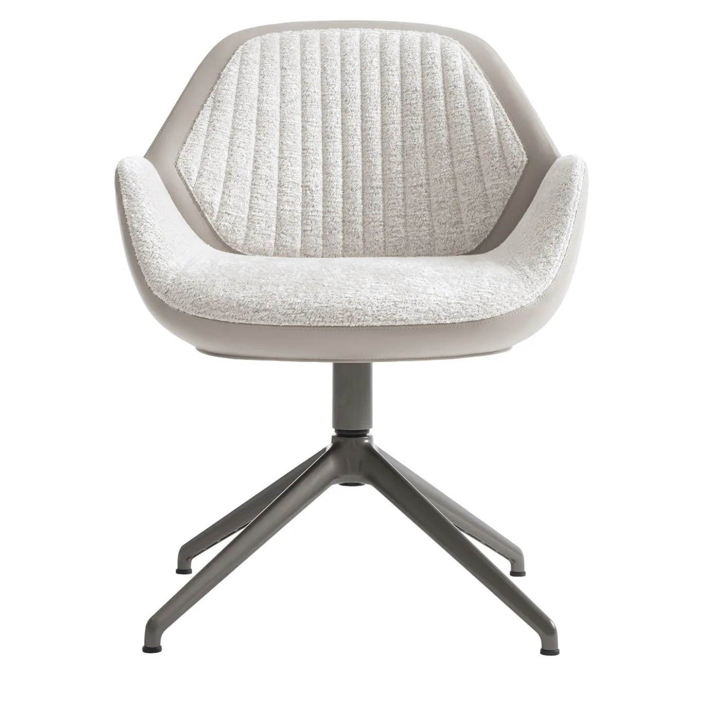 Sedia girevole Calathea con base in metallo bianco