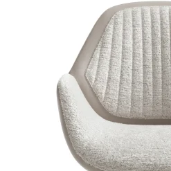 Sedia girevole Calathea con base in metallo bianco