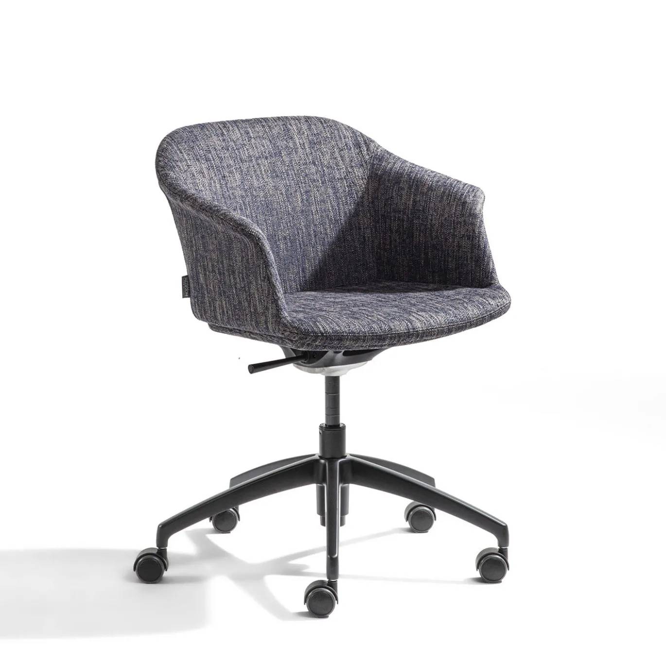 Sedia Girevole Eva in Tessuto Blu Calvino
