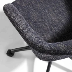 Sedia Girevole Eva in Tessuto Blu Calvino
