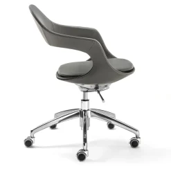 Sedia Girevole Frenchkiss in Pelle Grigia