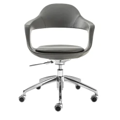 Sedia Girevole Frenchkiss in Pelle Grigia