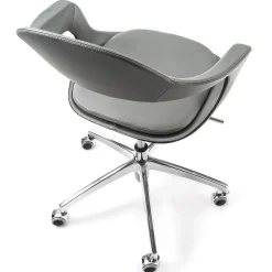Sedia Girevole Frenchkiss in Pelle Grigia