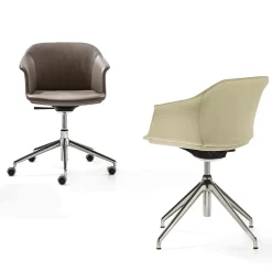 Sedia girevole in pelle Eva