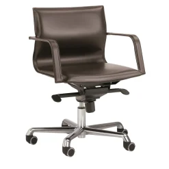 Sedia Girevole Lybra in Pelle Marrone