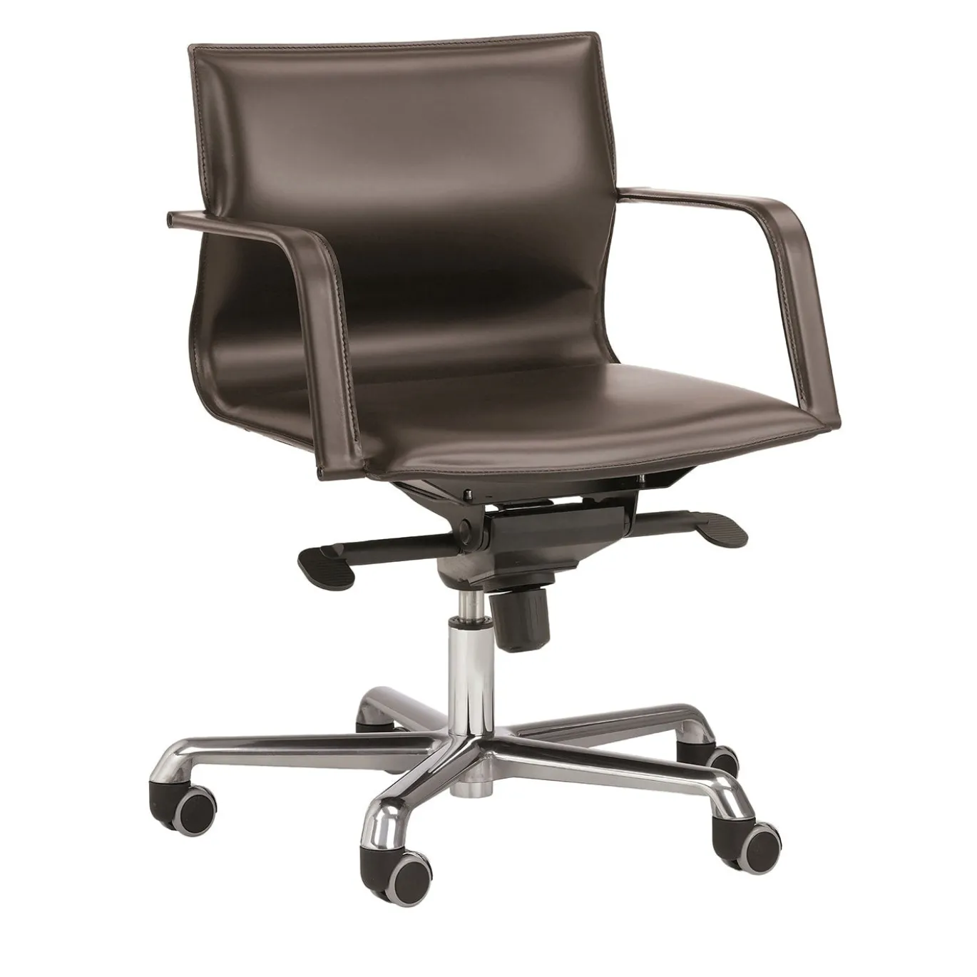 Sedia Girevole Lybra in Pelle Marrone