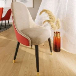 Sedia Gwenda grigio e corallo