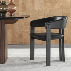 Sedia Igea Arm Pelle Nera