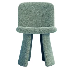 Sedia Ila in tessuto bouclé verde