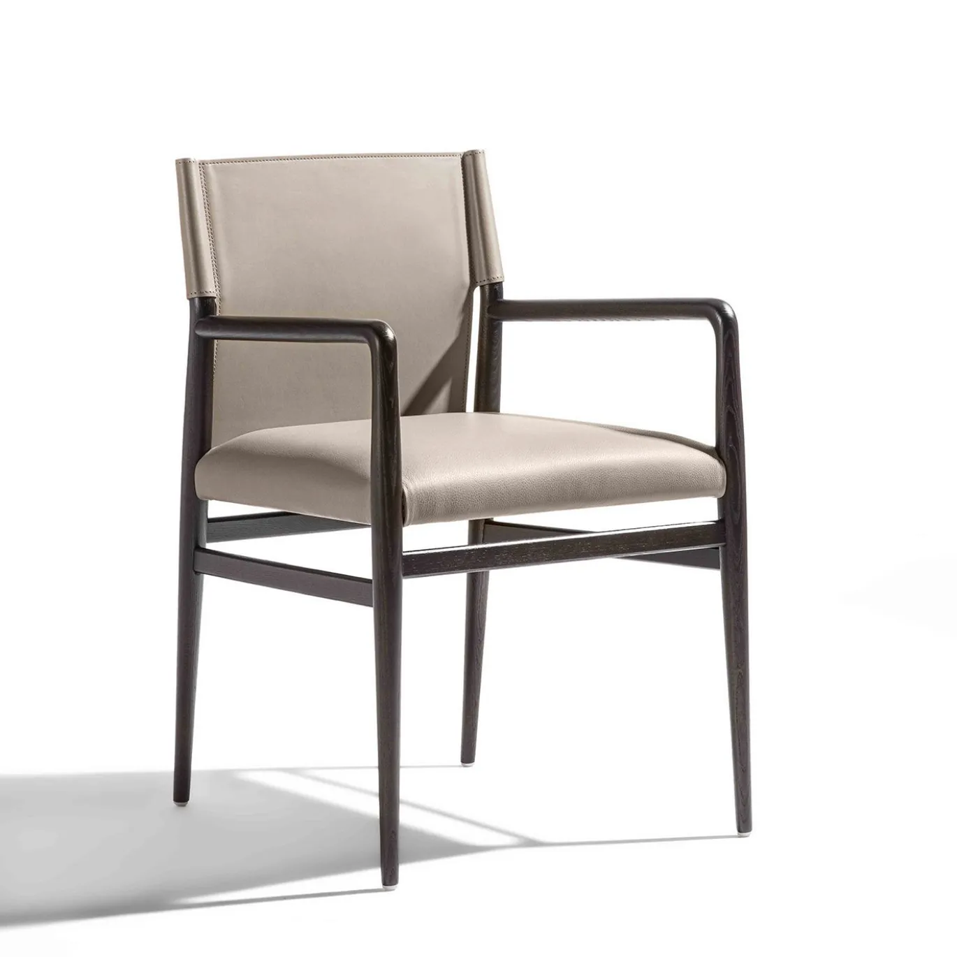 Sedia imbottita Ledermann in pelle tortora