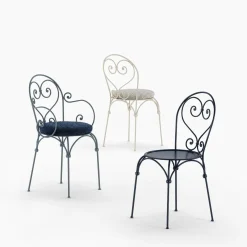 Sedia in ferro battuto blu ardesia con braccioli Inbloom