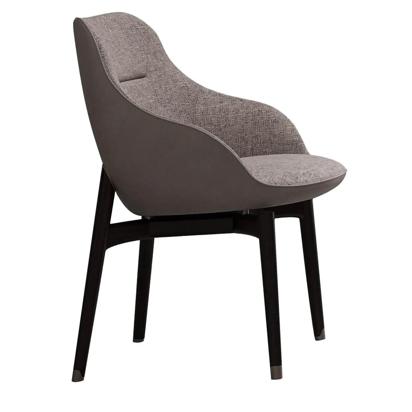 Sedia in pelle e tessuto marrone