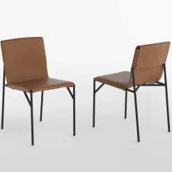 Sedia in pelle naturale Tout Le Jour di Marc Thorpe