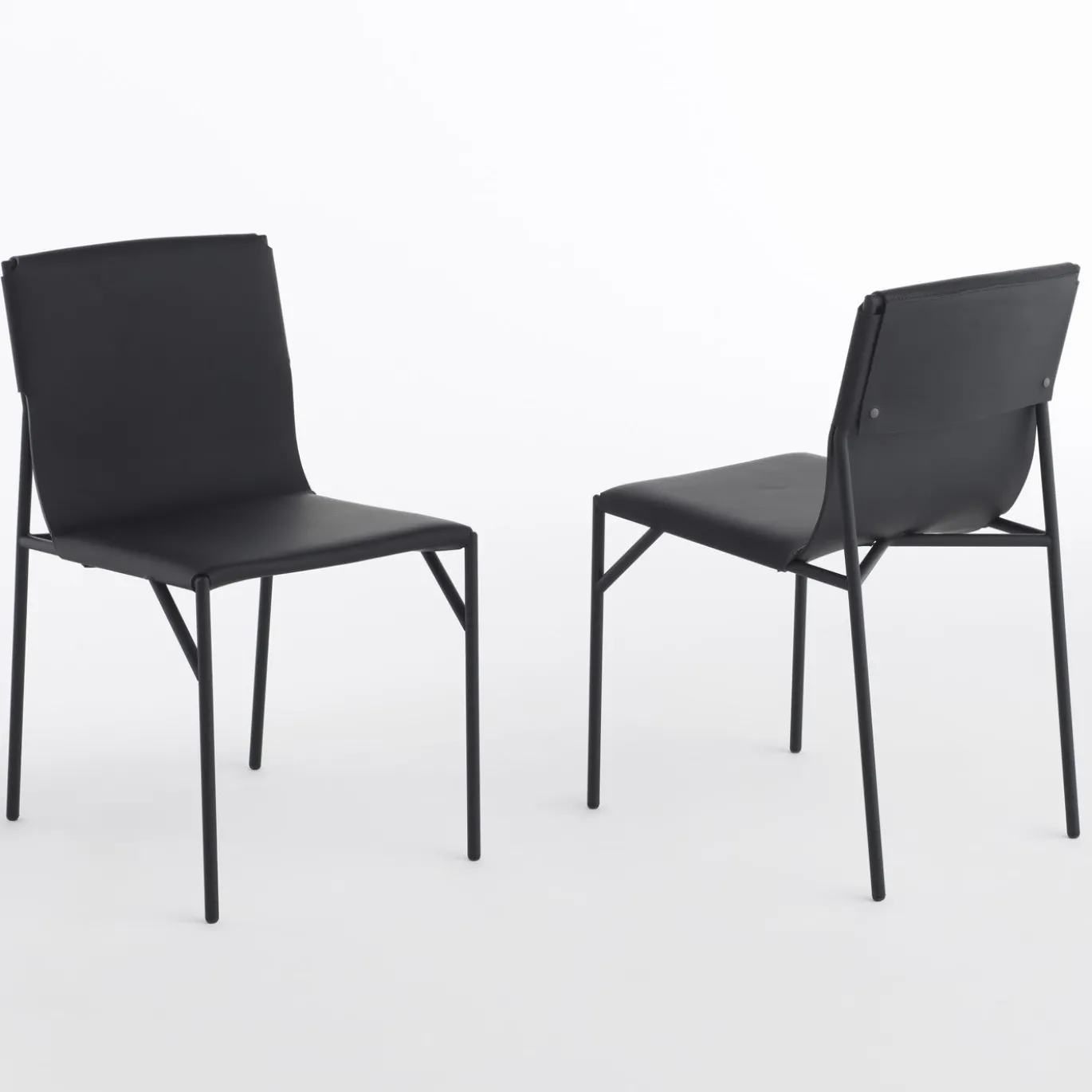 Sedia in pelle nera Tout Le Jour di Marc Thorpe