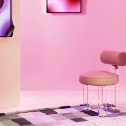 Sedia in pelle rosa cipria Flamingo