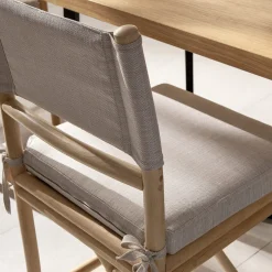 Sedia in Rattan Lia con Cuscino di Seduta e Schienale in Tessuto di Cotone